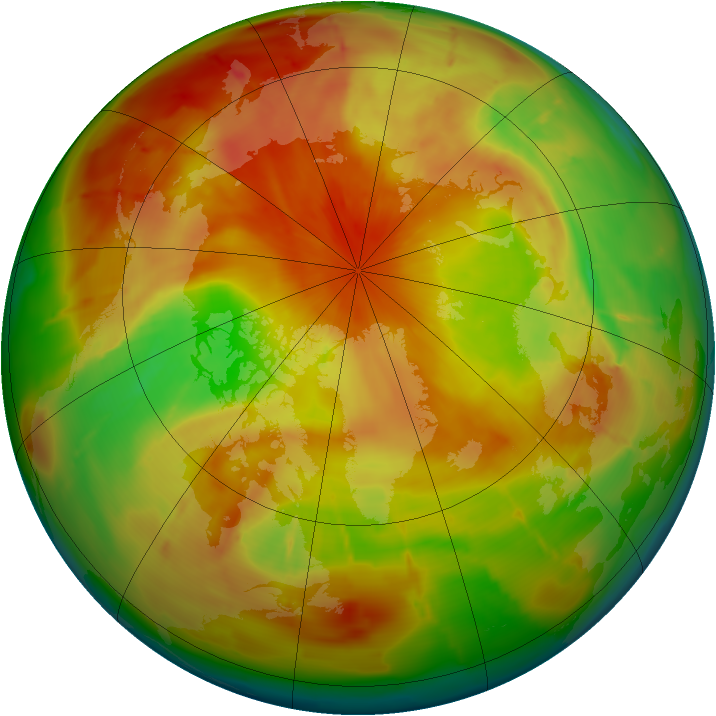 Arctic ozone map for 21 April 2010